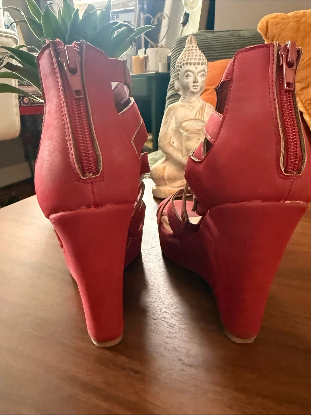 Jasmin by JKnoxville Red Cage Wedge Sandal